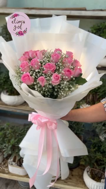 دسته گل ملوس سفید و صورتی
