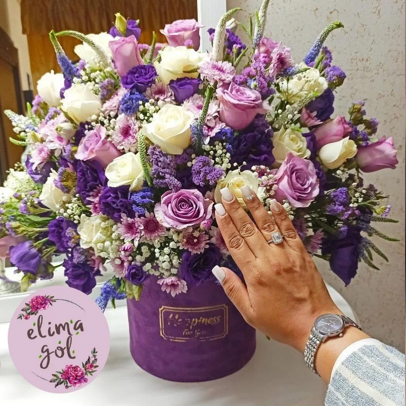 باکس گل بنفش و یاسی