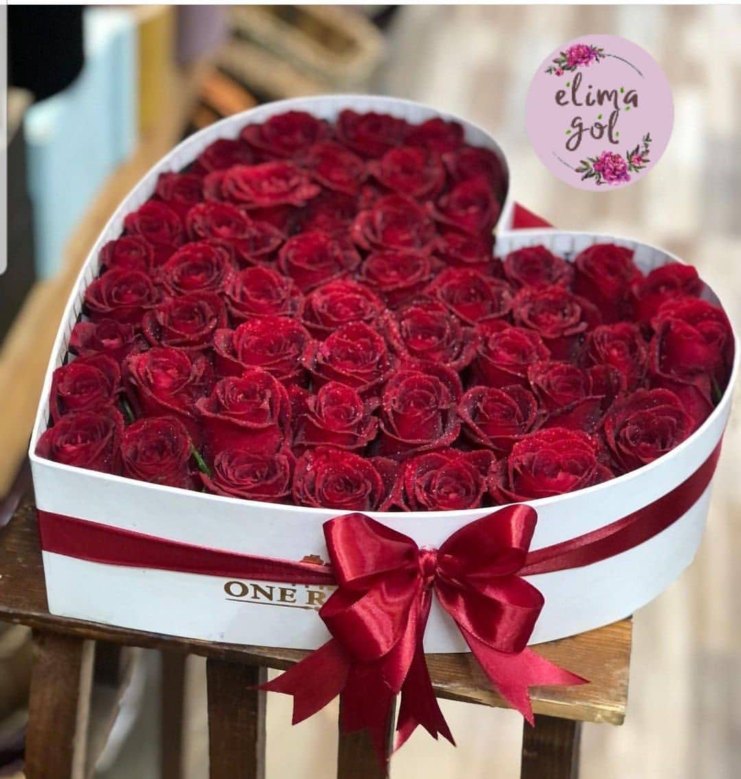 باکس گل قلبی رز 40 شاخه