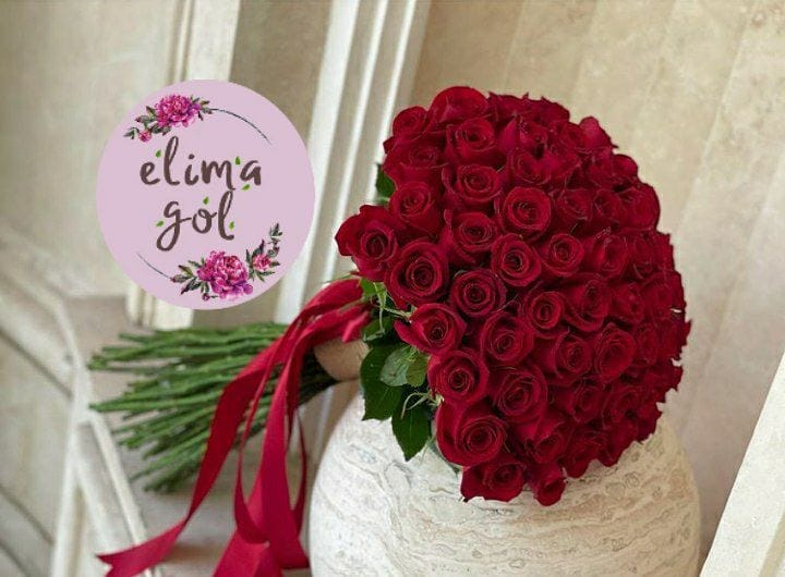 دسته گل رز 100 شاخه مینیمال با کنف